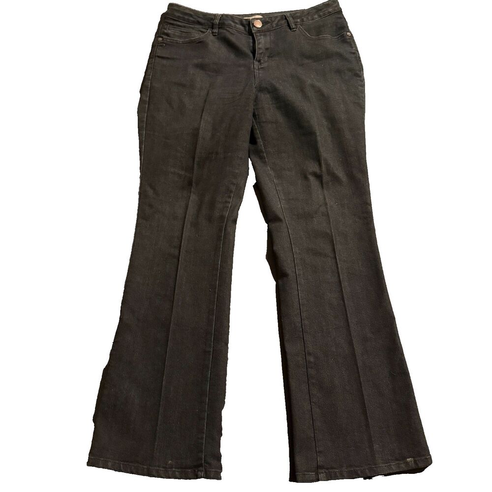 Coldwater Creek Black Flare Leg Jeans Womens P10 Petite Dark Wash Stretch Denim